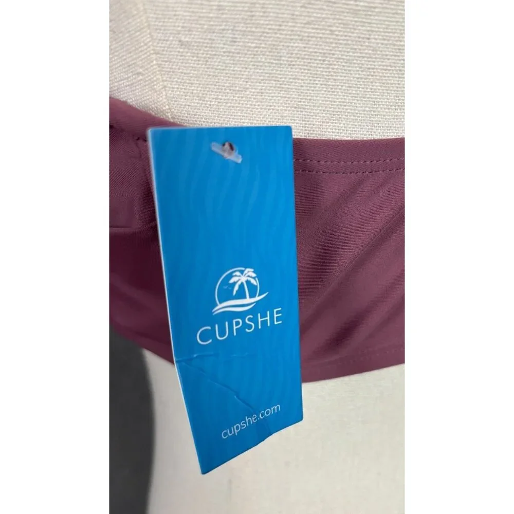 Cupshe Women's V-Neck Twist Front Bikini Top Padded Mauve Medium NWT's.